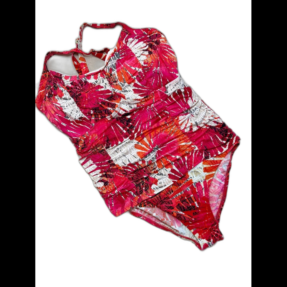 IT Figures Swimsuit Womens 18W D Cup One Piece Underwire Tummy Control Tropical